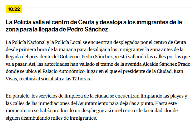 FroilLannister's tweet photo. Para la llegada de Pedro Sánchez protegen el centro de Ceuta con agentes y vallas, pero ayer dejaron campar a 50000 asaltantes.

La perfecta definición del gobierno de Saunas. https://t.co/6O5rdaAS5B