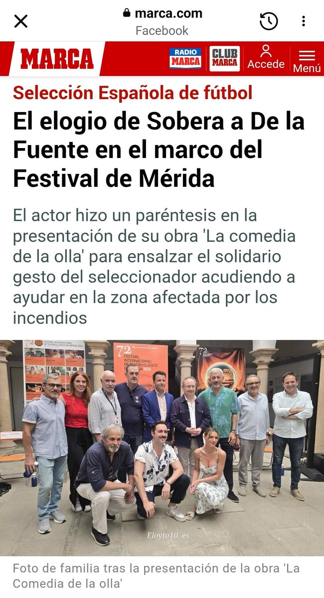 FUTBOLEANDOFM's tweet photo. Todo un honor que 1 foto mía, sobre el estreno del 5° Espectáculo de la 72° Edición del @Festival_Merida, @_PENTACION_, La Comedia de la olla con @carlos_sobera aparezca en el periódico más leído de España y uno de los más leídos del mundo, @marca Muchísimas gracias https://t.co/9bSkzaEY0l
