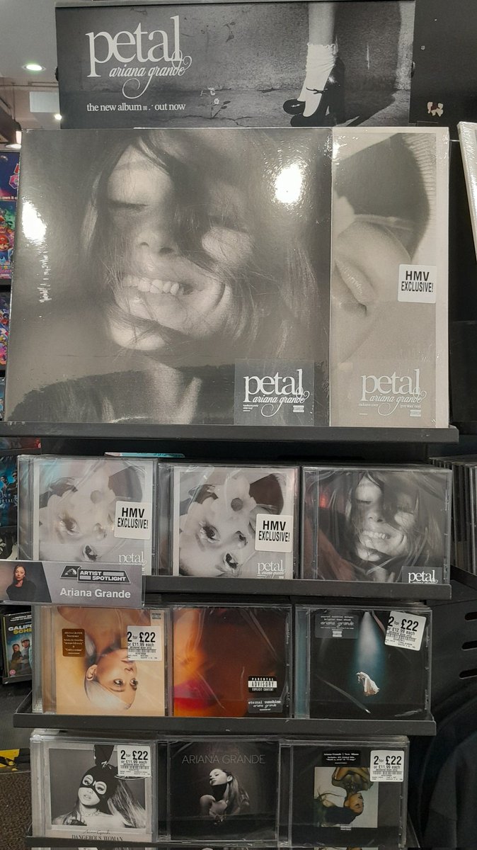 hmvRomford's tweet photo. Ariana Grande - Petal is out now at hmv!
#hmvartistspotlight
#hmv
#arianagrande https://t.co/S92NO7HnGt