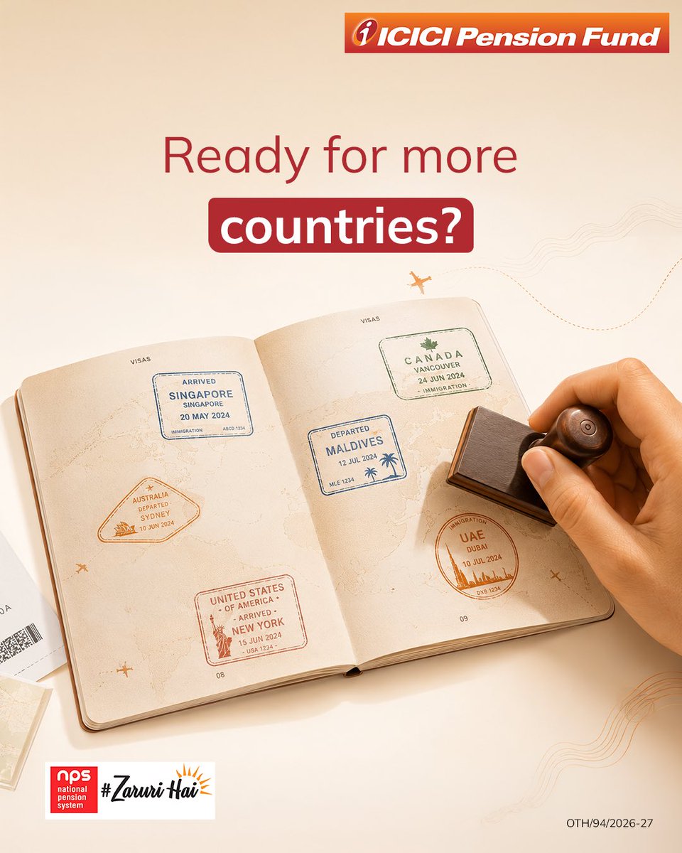 icicipension's tweet photo. How many countries are still on your bucket list? 

The best journeys begin with smart planning not just for your next vacation, but for the years ahead.

Invest in NPS.

Know more: https://t.co/vXhccydLDr

#NPSZarooriHai #ICICIPensionFund #RetirementPlanning  #InvestForTomorrow https://t.co/izU01iEpLt