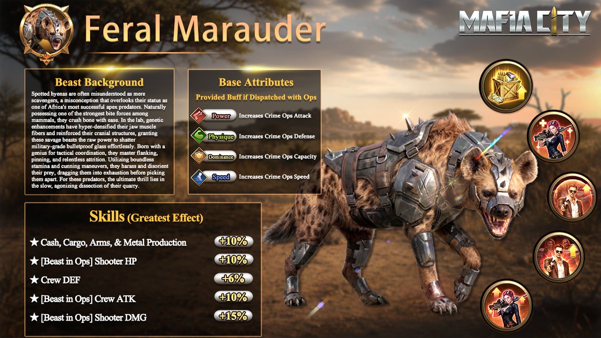 MafiaCity's tweet photo. Two forces. One unstoppable army. 🦴🐢
Meet the new Mafia Beast – Feral Marauder and Cyborg Beast – Trenchcrawler. Different origins, shared dominance—both are ready to reshape the battlefield.
⚔️Unlock them now and unleash the next evolution of your empire.
#MafiaCity https://t.co/TFVvMtJsBb