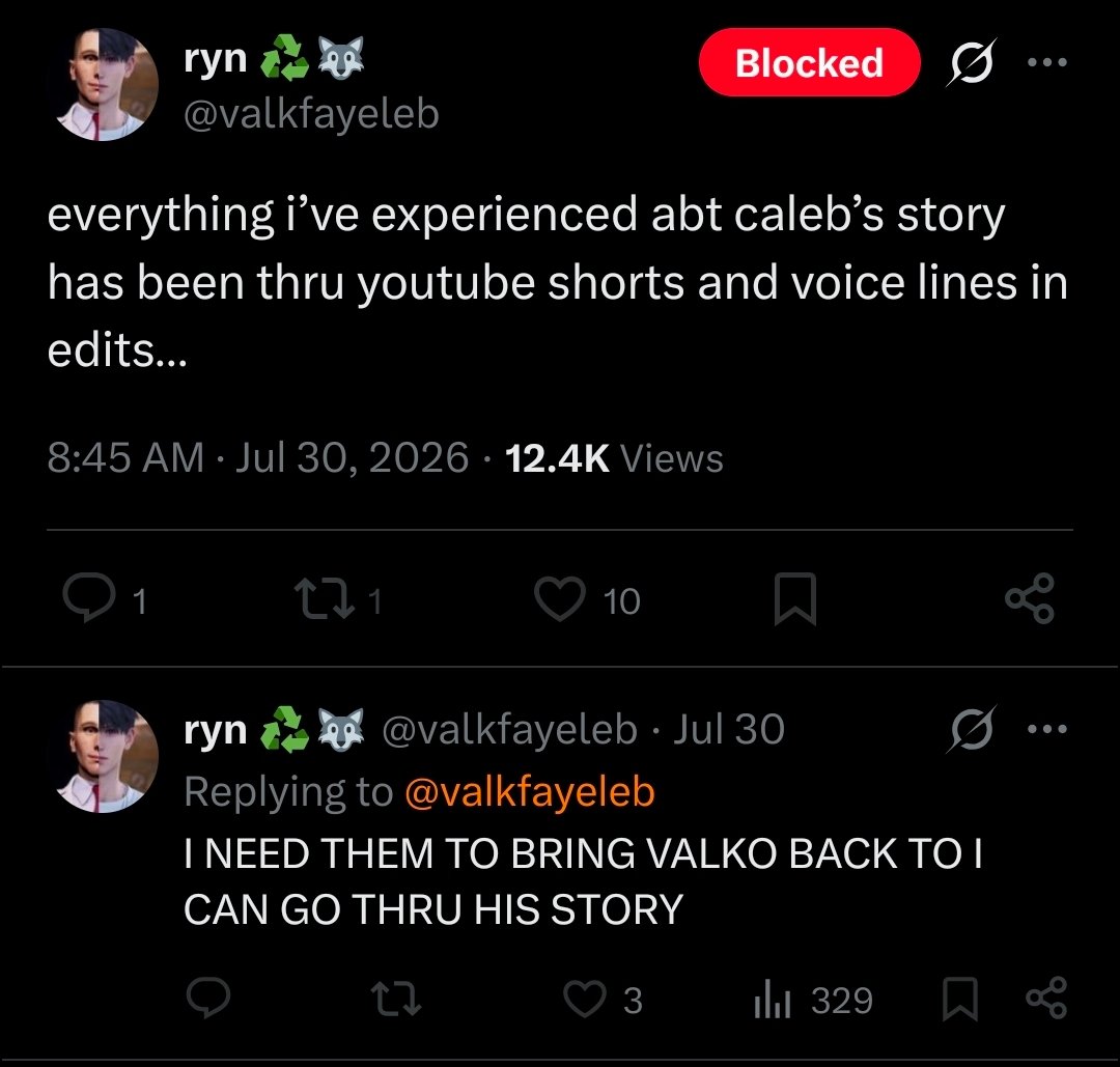 gfotome's tweet photo. how can you even call yourself a caleb main when you didn't even finish his main story that was released 500+ days ago yourself, but only know his character through random youtube shorts and voice line edits? https://t.co/dPKmCXm36V