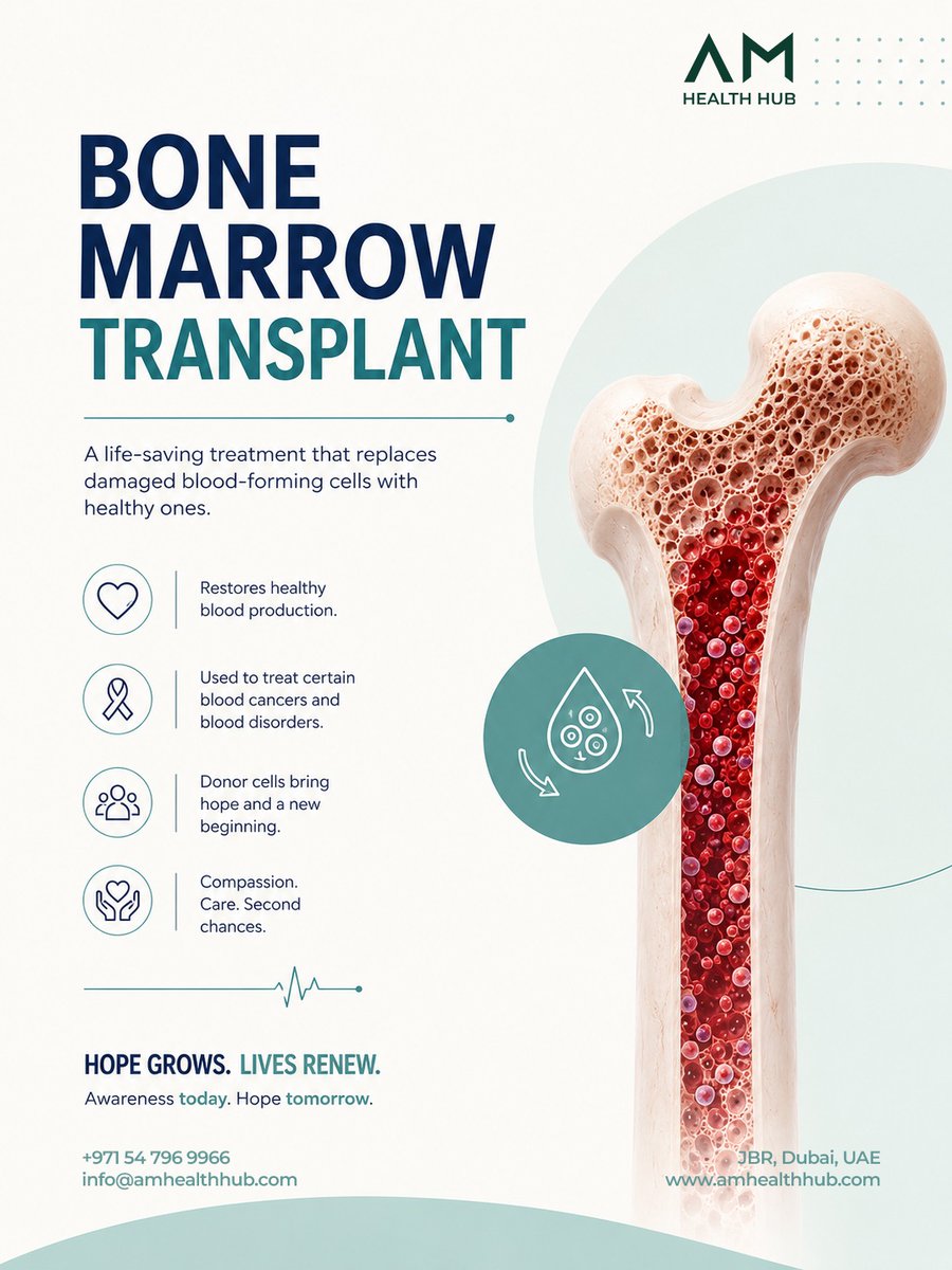 Am_Health_Hub's tweet photo. "Bone Marrow Transplant: Rebuilding Hope, One Cell at a Time"

"Early guidance can be the first step towards renewed hope."

#BoneMarrowTransplant #StemCellTransplant #BloodCancerAwareness #LeukaemiaAwareness #PatientCare #HealthcareSupport #MedicalAwareness #AMHealthHub https://t.co/KU2W5dw6dD