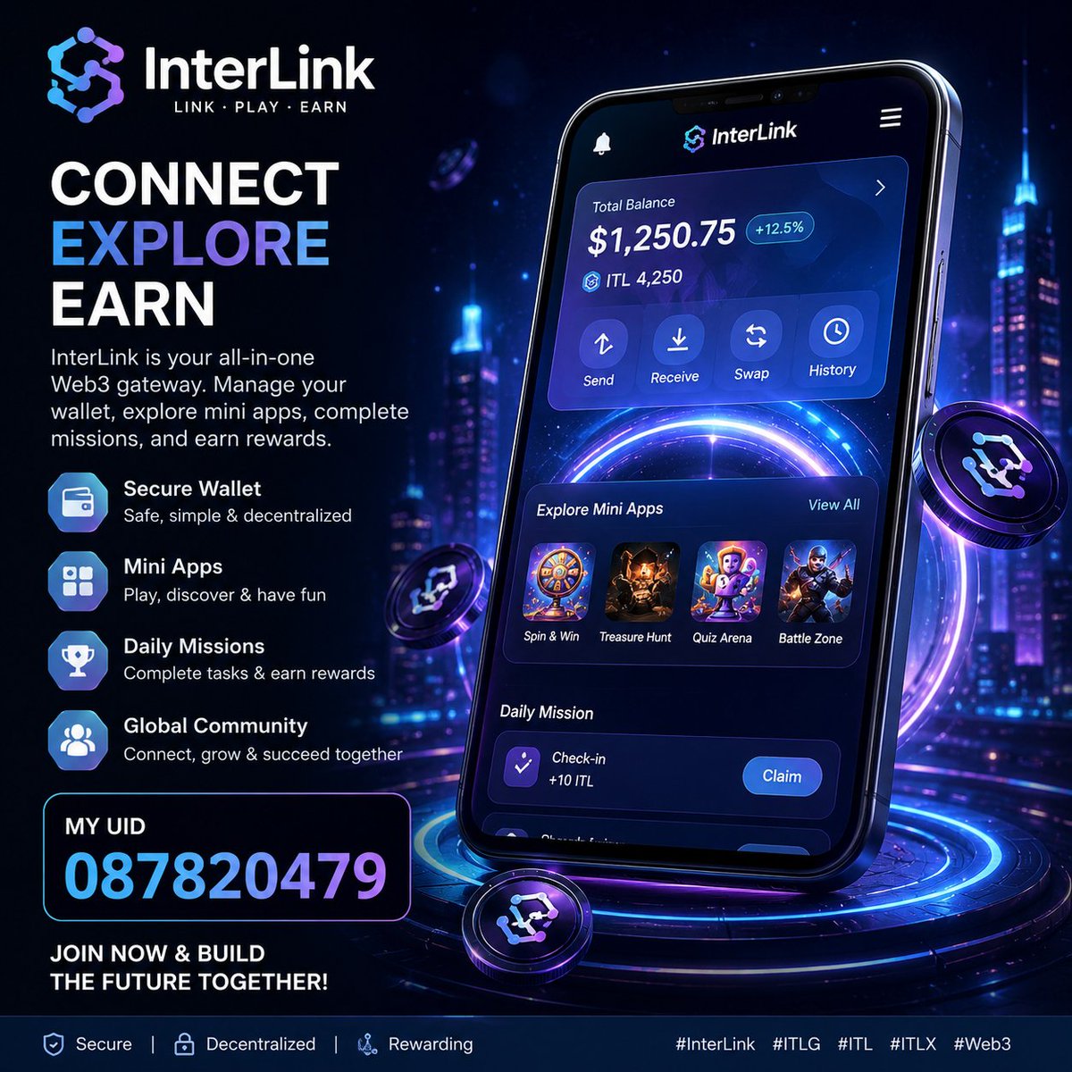 wasif49309's tweet photo. 🚀 The InterLink App makes exploring Web3 simple, secure, and rewarding. Manage your wallet, discover exciting mini apps, 
 opportunities every day. Download InterLink today and experience the future of decentralized technology!

#InterLink #ITLG #ITL #ITLX #Web3 https://t.co/y7wl0fAXzj