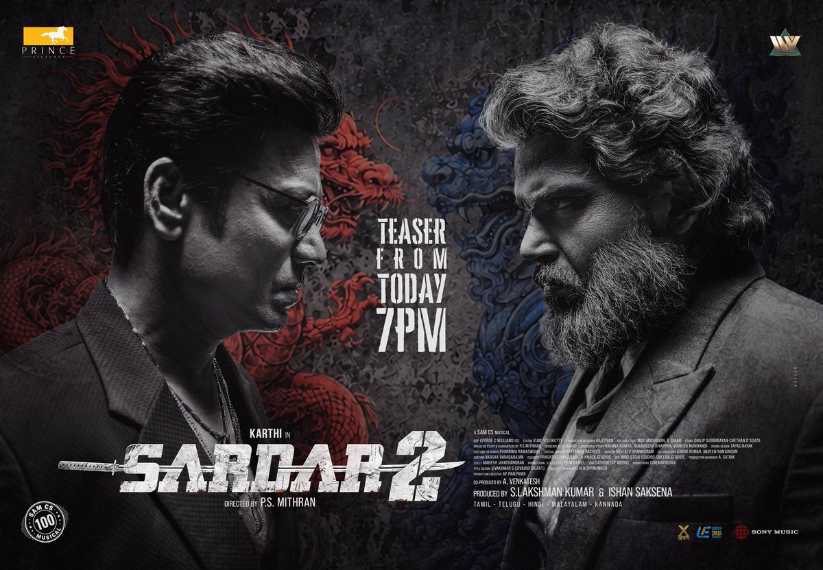 Karthi_Pblr's tweet photo. Prologue was just the beginning 💥

The real Face-off unfolds now 🔥

Witness the Glory of #Sardar2 TEASER from 7 pm Today ⚡️

@Karthi_Offl @Psmithran @iam_SJSuryah @ivyofficial2023 @SamCSmusic @george_dop @editorvijay @rajeevan69 https://t.co/LLg7ZtHGHp
