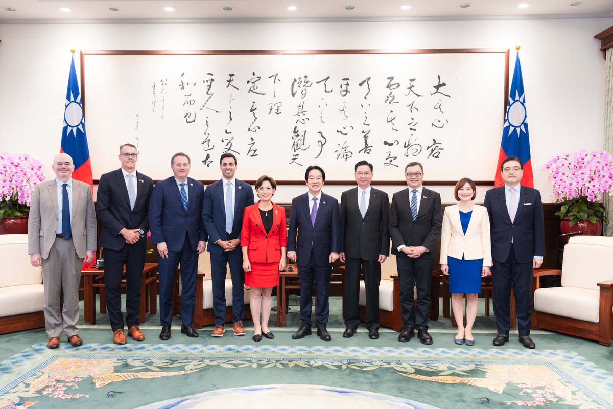 ChingteLai's tweet photo. Grateful for support from #US Congress &amp; pleased to welcome @RepYoungKim, @RepSuhas, @RepMichaelCloud &amp; @RepFeenstra. Beyond bolstering self-defense, #Taiwan is working with the US to build secure supply chains, while advancing our drone industries &amp; upholding regional peace. https://t.co/apFEB6CW4P