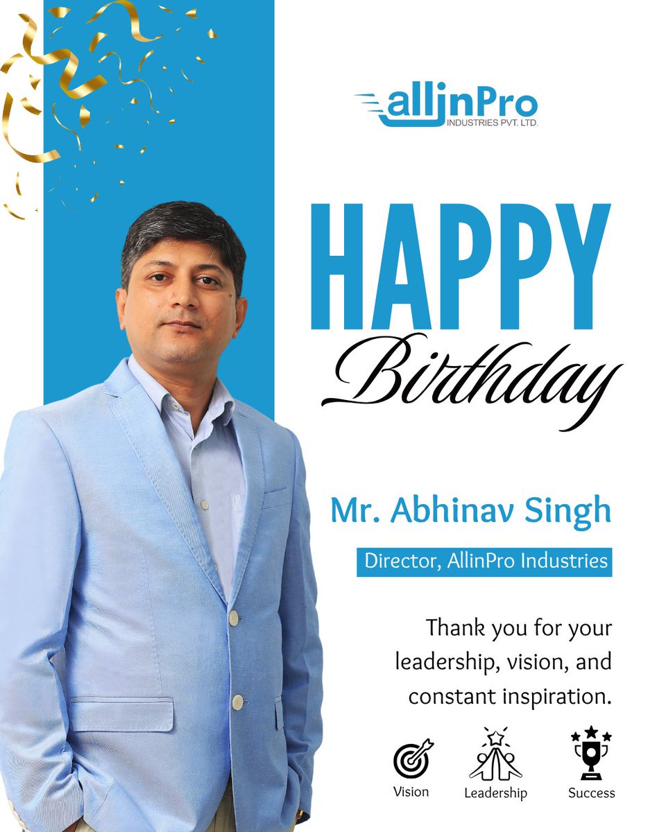 allinpro_'s tweet photo. ๐Happy Birthday to our #CEO, Mr. Abhinav Singh!
Today, we celebrate a leader whose vision, dedication, and determination continue to inspire us every day. Your commitment to innovation and excellence has been the driving force behind #AllinPro Industries' growth and success. https://t.co/xHsvZRie4e
