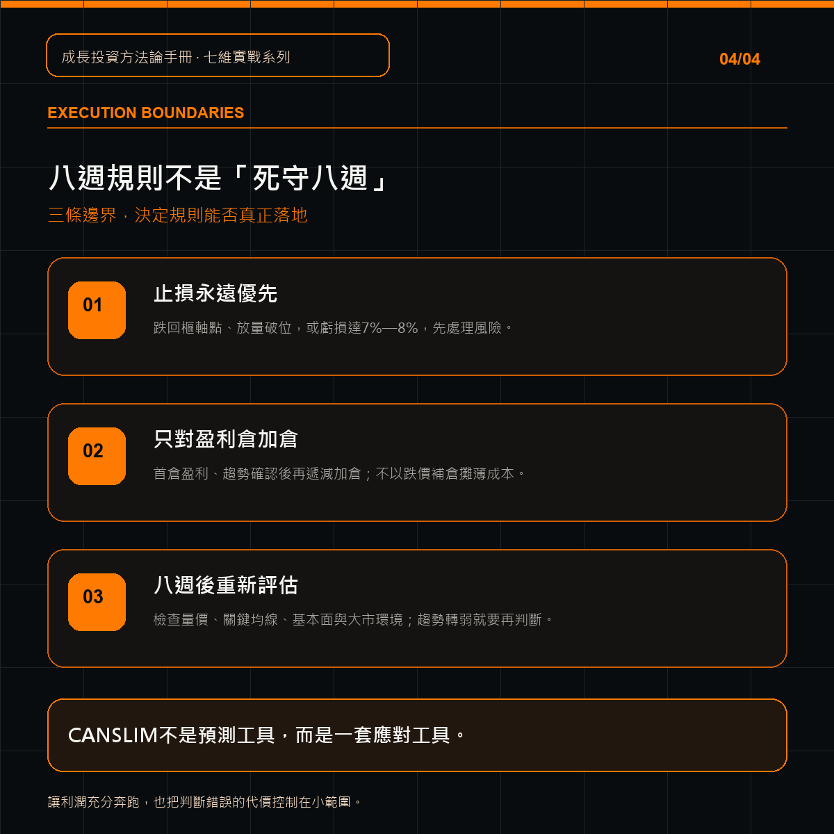 hkstkmstr's tweet photo. 零跑汽車在2025/3/7進入觀察池，9個交易日升26.47%，其後最大升幅61.56%。

CANSLIM不是「漲25%就賣」：
常規走勢→評估止盈；
突破後3週內升逾20%→啟動八週觀察。

八週規則仍須止損優先、只加盈利倉、八週後重估。

圖卡拆解完整流程。歷史案例，非投資建議。

#CANSLIM #零跑汽車 https://t.co/1d2xUJFZYO