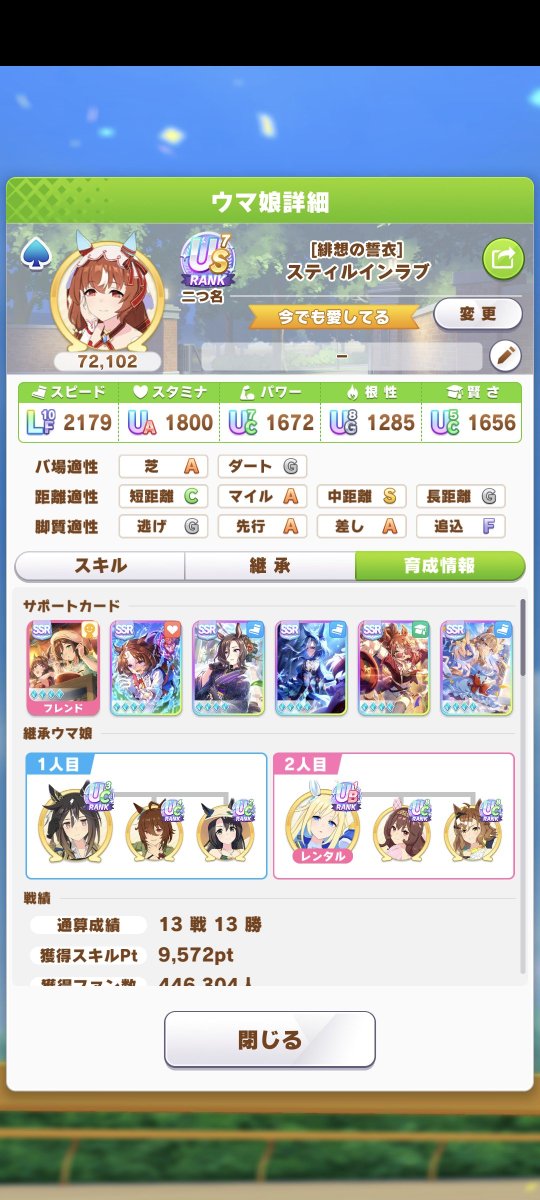 kuga393793's tweet photo. 取り敢えずスティルは切れ者無いけどこれで完成
本気でやる人は脚質S必須やね https://t.co/jA5fDEFrMx