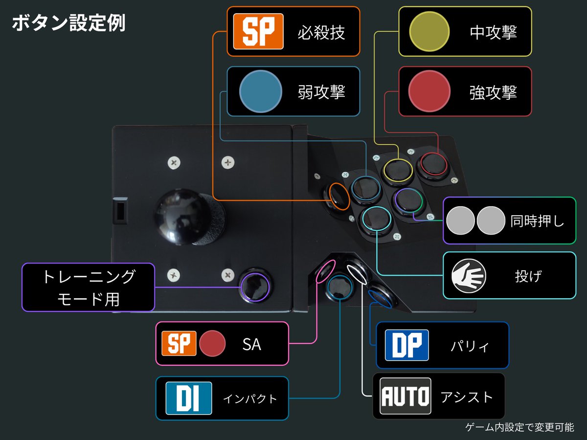 tmkw_incineroar's tweet photo. 8月版MODERNBOX type.STICK販売開始！

ボタンポジションを見直し、モダン操作でさらに扱いやすいレイアウトへ進化。
あわせてUSBやメニュー系ボタン配置も調整し、より快適に使える仕様になりました！

https://t.co/XVZl6Pt9Z1

#アケコン #SF6 #Streetfighter６ #自作アケコン https://t.co/D8sxYRlMPv