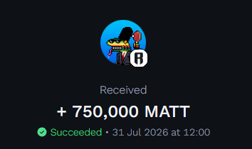 manhmzm's tweet photo. I just received 750,000 $MATT (~$4) in the surprise airdrop on Discord! 📷
Join the Discord so you don’t miss out on many more airdrops from @crafting_skill
https://t.co/gK03IcjwqI
$RON#ronin #MATT #Airdrop #Crypto https://t.co/vH5DFHS0GG