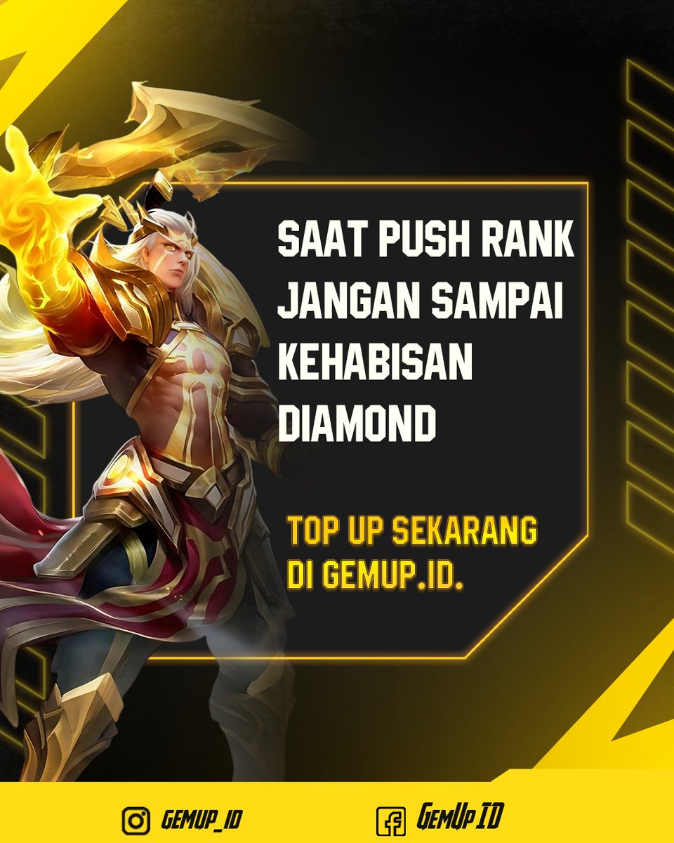 gemup_id's tweet photo. EXP aman ✅ Gold aman ✅ Rank aman ✅ Yang bahaya cuma satu: Diamond habis. 😭 Top up sekarang di GemUp! 💎⚡ #MLBB #MobileLegends #TopUpGame #GamingIndonesia https://t.co/pXDFYOgIdH