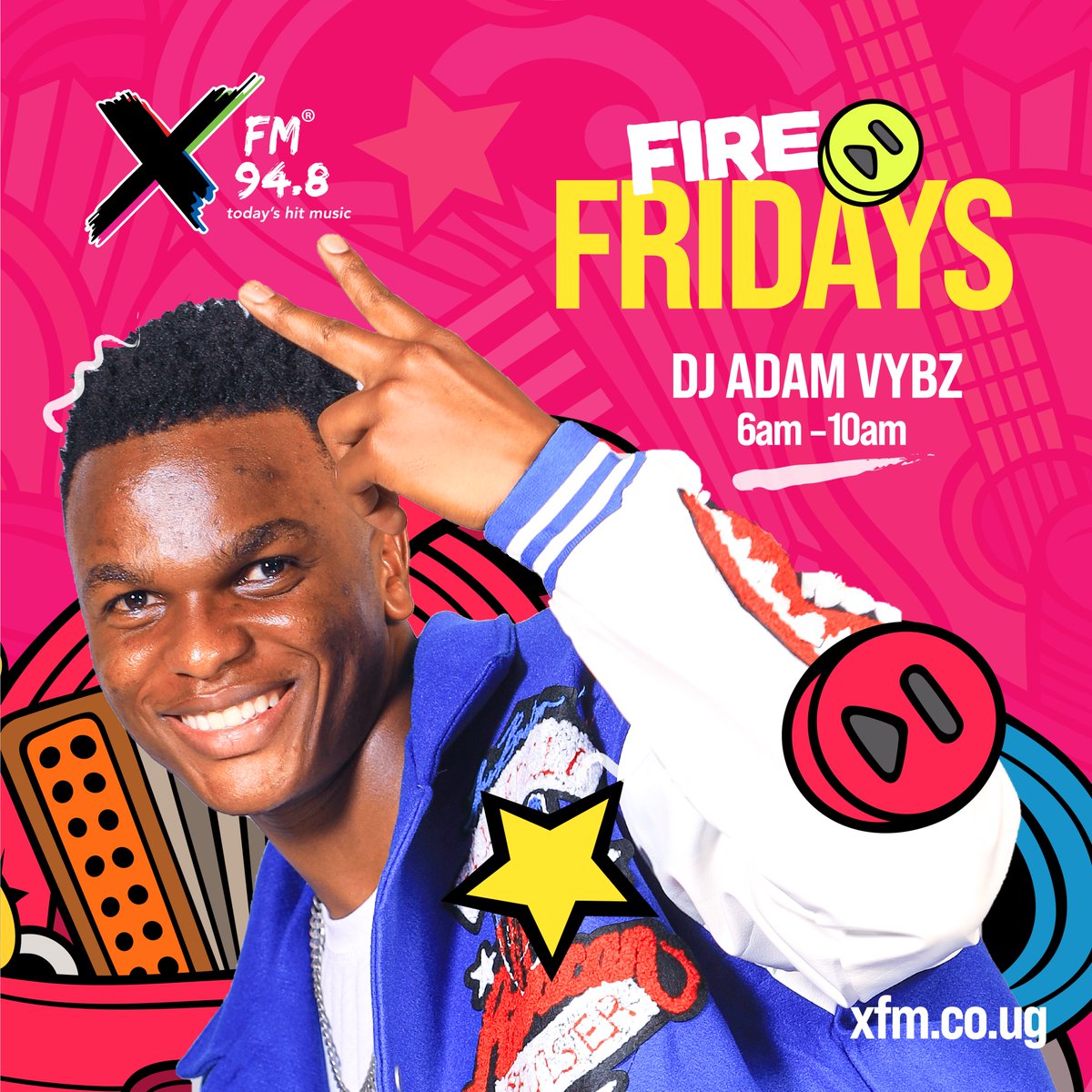 XfmUG's tweet photo. Start your #FireFriday with @djadamvybes live from 6 AMβ10 AM on 94.8 X FM, bringing you the hottest mixes all morning long. π₯π΅
#FreshX https://t.co/6AYPS0M3Na
