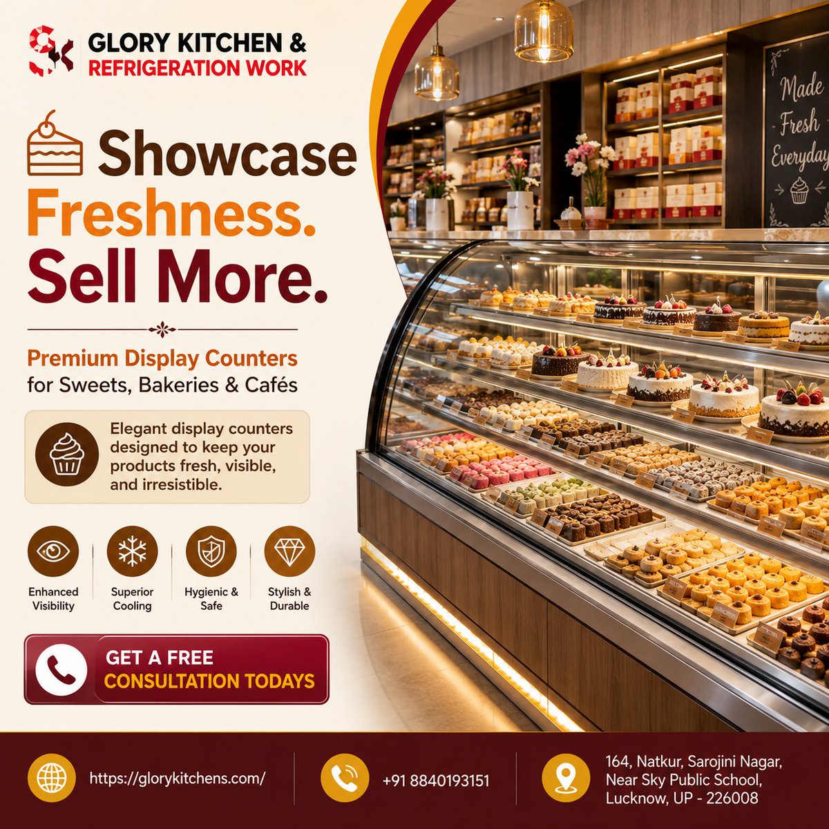 glorykitchen_'s tweet photo. 🍰 Showcase Freshness. Sell More.

Premium display counters for sweet shops, bakeries &amp; cafés.

✅ Superior Cooling
✅ Durable Stainless Steel
✅ Custom Solutions
📞 Get your FREE consultation today!
🌐 https://t.co/WbU4gZHAJY

#DisplayCounter #Bakery #SweetShop #CommercialKitche https://t.co/kIE3gJ8kYk