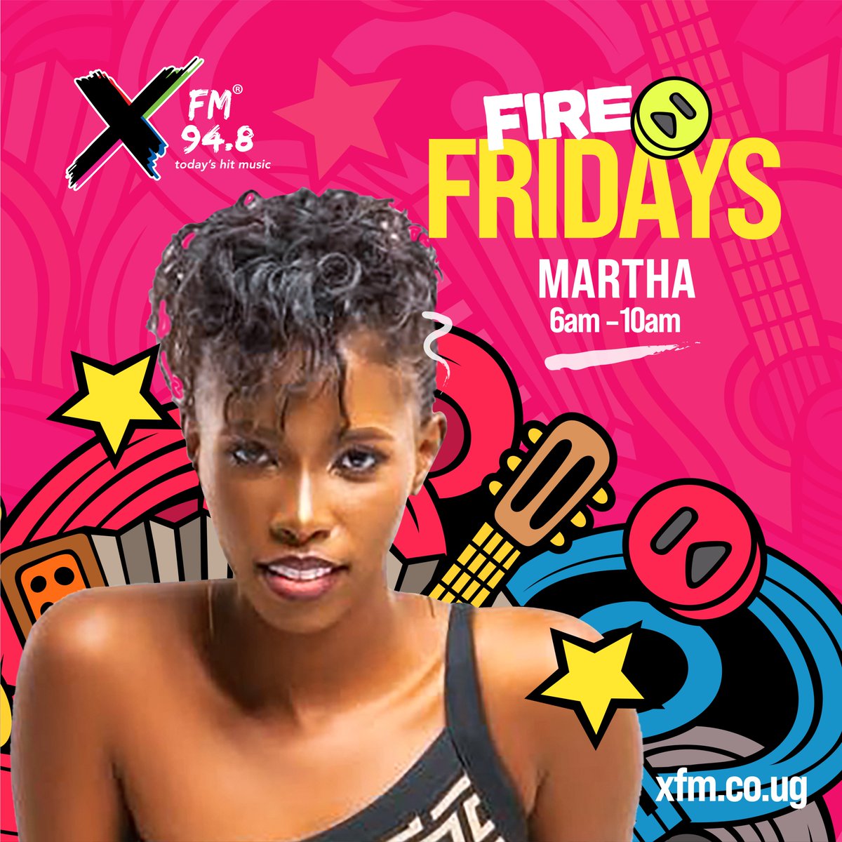 XfmUG's tweet photo. Happy #FireFriday π₯ @Martha_Fifii is on air with today's hit music and nonstop good vibes to get your weekend started right.
Listen now on 94.8 X FM.
#FreshX https://t.co/1HTch9DBci