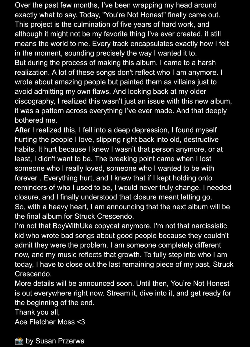 StruckCrescendo's tweet photo. you're not honest - out now <3 https://t.co/ZIwK6p6Sk1