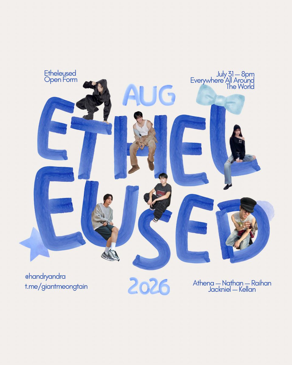 handryandra's tweet photo. Reposts are greatly appreciated

𝐖𝐞𝐥𝐜𝐨𝐦𝐞 𝐭𝐨 𝐀𝐮𝐠𝐮𝐬𝐭.

Another month to create, celebrate, and remember.

Etheleused is now available.

July 31 — 8 PM (GMT+7)
📍Everywhere, Anywhere. https://t.co/msEJHIfvIR