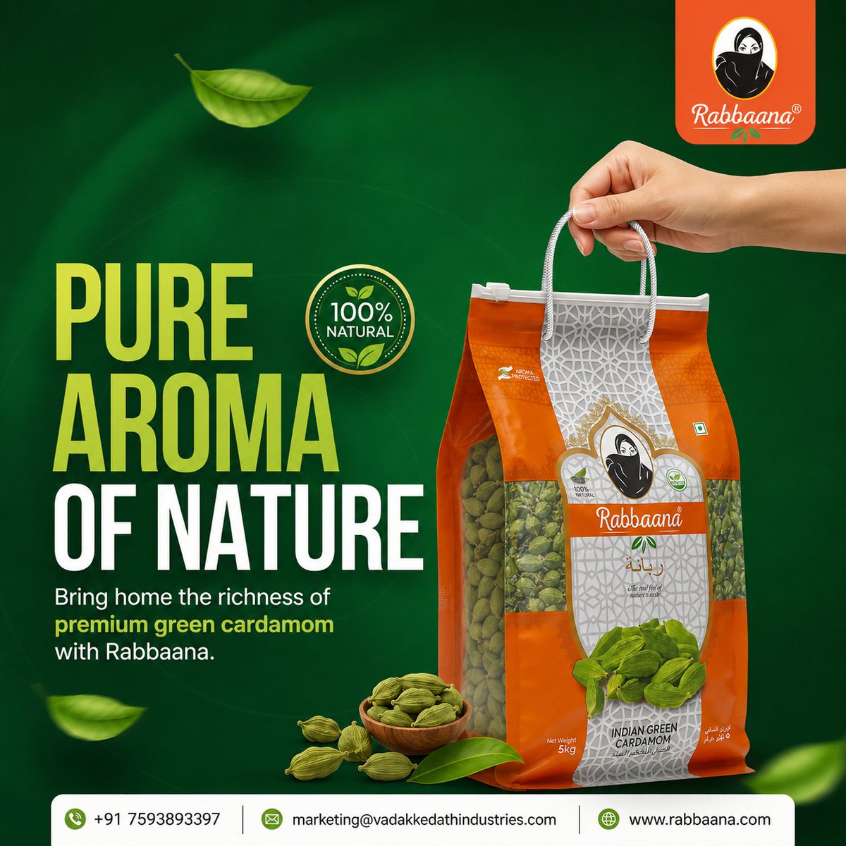 rabbaana's tweet photo. Pure aroma. Pure nature. 🌿
Discover the rich fragrance and exceptional quality of Rabbaana Premium Green Cardamom—bringing the finest Indian cardamom to your kitchen. 💚
#Rabbaana #GreenCardamom #IndianSpices #PremiumCardamom #Kerala https://t.co/rsm7TNaKcg