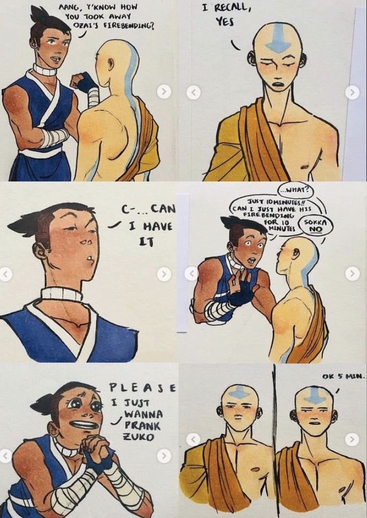 Billionpapers's tweet photo. If it's to prank Zuko Aang would gladly give Sokka several hours. https://t.co/3wbWl6Sp8q