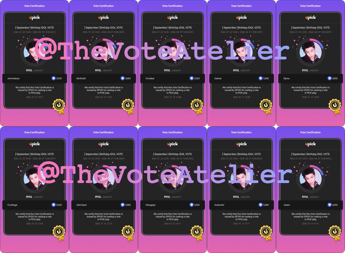 TheVoteAtelier's tweet photo. RT DEAL FULFILLED! ✅

💙 50,000 Blue Jams have been cast for #RYUL of #LNGSHOT on 𝗦𝗲𝗽𝘁𝗲𝗺𝗯𝗲𝗿 𝗕𝗶𝗿𝘁𝗵𝗱𝗮𝘆 𝗜𝗱𝗼𝗹 𝗩𝗼𝘁𝗲.

#TheVoteAtelier_proof https://t.co/vXA6d93QIR