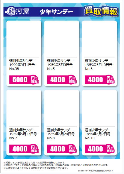 週刊少年サンデー⑤ #駿河屋 #買取情報 #コミック雑誌 #少年サンデー