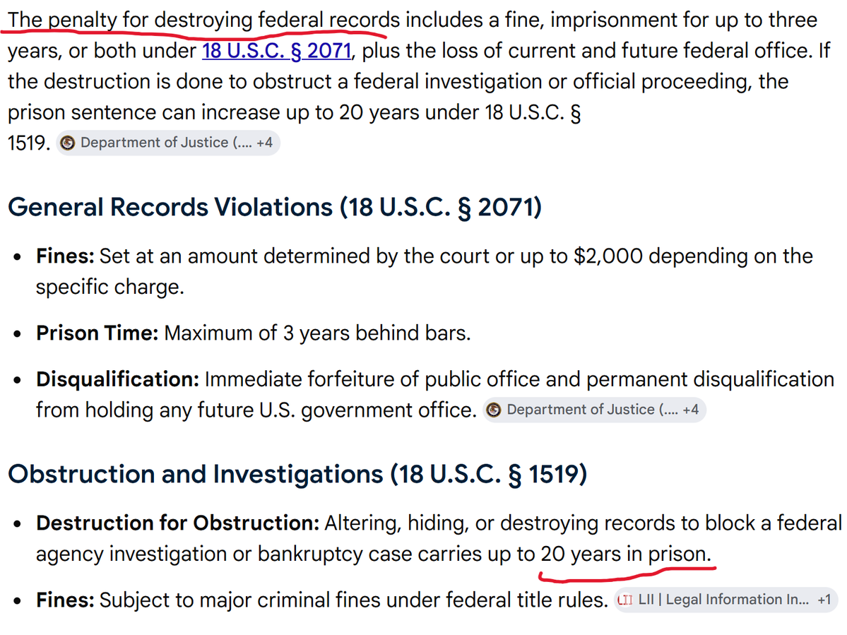 superxlite's tweet photo. Fauci:
44 U.S.C. Chapter 33 dictates ~ Federal records may only be destroyed through official records disposition schedules approved by the National Archives and Records Administration (NARA). Unauthorized destruction is a federal crime under 18 U.S.C. § 2071 and 18 U.S.C. § 1519 https://t.co/mEOZY6mHsW