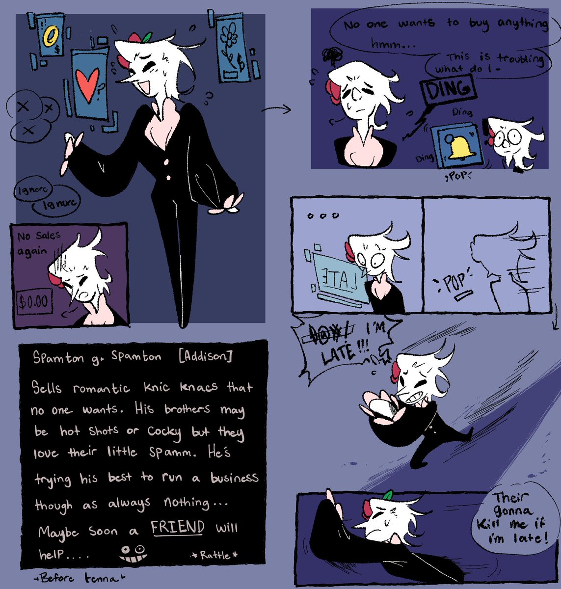 OkamiJobo's tweet photo. Heartrune AU 
No Sales. . . {1/?}
#spamtenna #deltaruneㅤㅤㅤ #spamton #heartruneau #comic https://t.co/uGKbSPPWue