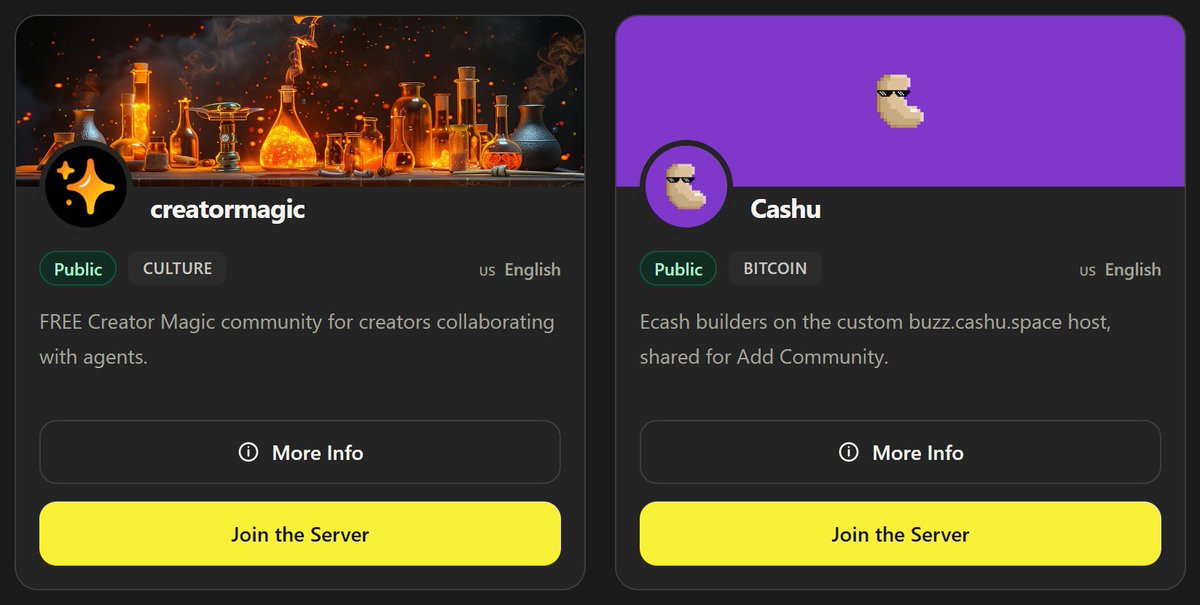buzzdir's tweet photo. The @CreatorMagicAI &amp; @CashuBTC Buzz communities are both now on https://t.co/sV9O1a9vlr 🐝 https://t.co/7hUxNMxWmk