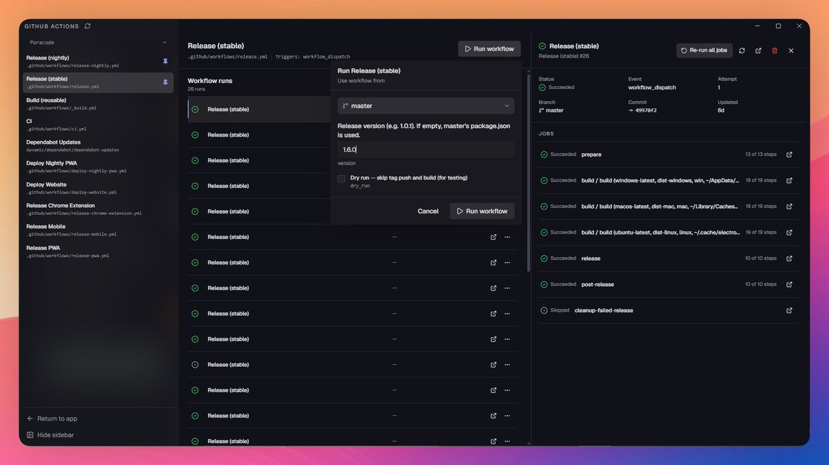 poracode's tweet photo. GitHub Actions - try in Nightly build now https://t.co/qyGA8wREaW