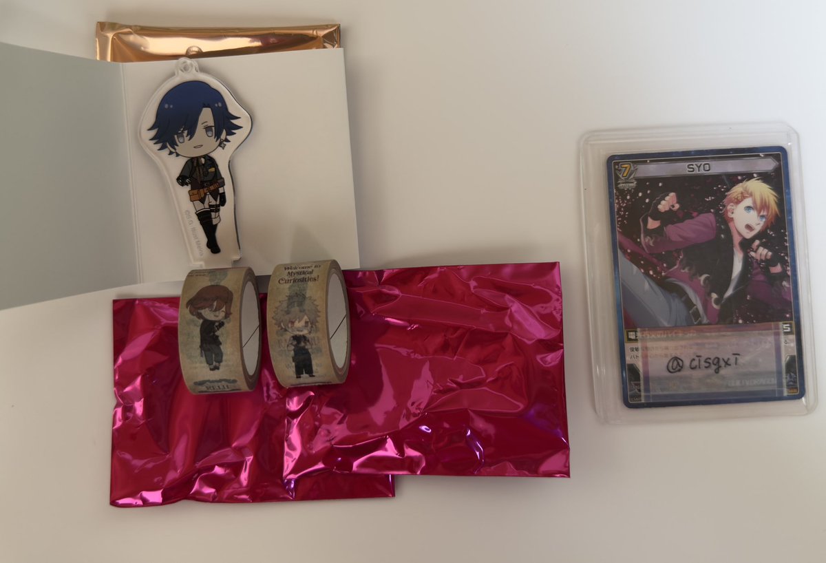 cisgxi's tweet photo. 【交換】
うたプリ グラショ 
Mystical Curiosities MC 
マスキングテープ マステ 
アクリルキーホルダー アクキー ちびキャラ 

譲) マステ → 嶺二 蘭丸
       アクキー  → トキヤ

求) マステ → 音也 セシル
       アクキー → セシル

友人分

郵送交換希望

よろしくお願いいたします。 https://t.co/FEj1yQHWXC