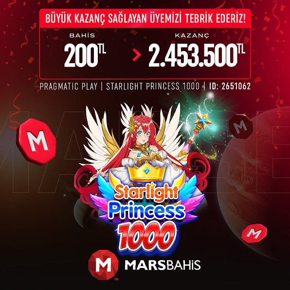 Guncellbonuslar's tweet photo. Pragmatic Play'in kazandıran oyunu Starlight Princess 1000'de nefes kesen bir kazanç daha!💰💰💰

200 TL ile tam 2.453.500 TL kazanan 2651062 ID numaralı üyemizi tebrik ederiz. 🪅https://t.co/LdV0W1w8lS

#Marsbahis demek, banka demek. https://t.co/NYcGD30Ktm
