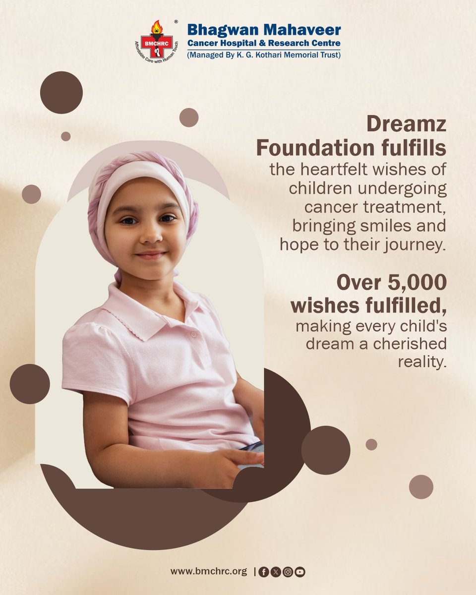 BhagwanCancer's tweet photo. @bmchrcjaipur The Dreamz Foundation is making dreams come true for children battling cancer, bringing smiles during their treatment journey.

5,000+ wishes fulfilled and countless smiles created.
#DreamzFoundation #BMCHRC #HopeForChildren https://t.co/QctrjWttYn