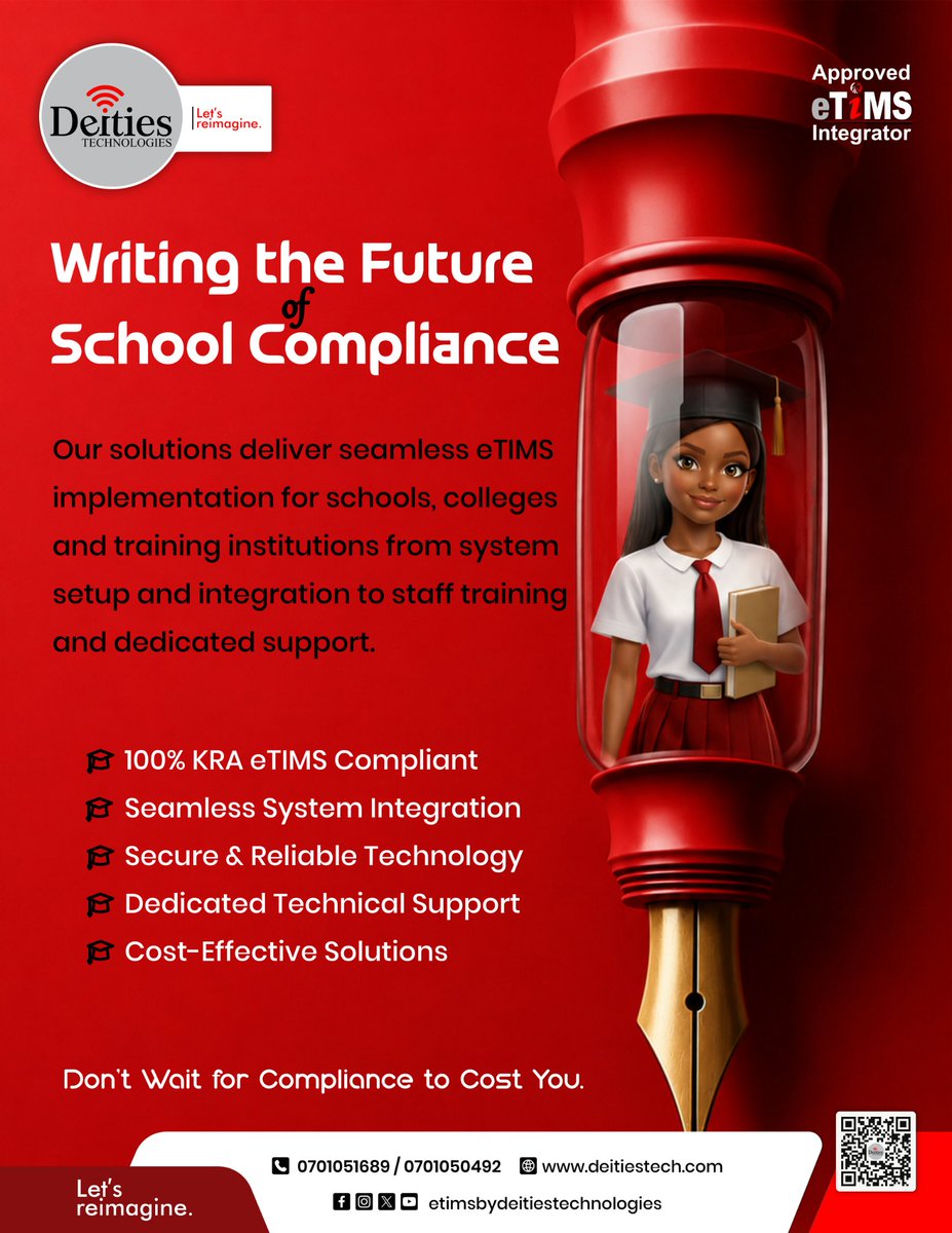 deitiestech's tweet photo. Empower your institution with a trusted partner that simplifies regulatory requirements, enhances operational efficiency and keeps your organization ready for every compliance milestone. Get started today and stay ahead with confidence.
#taxcompliance
@kra_care ,@kentoncollege https://t.co/fTY3nBWguU