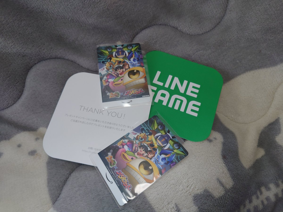 ORCAvf27's tweet photo. LINEモンスターファームのメダロットコラボアマギフが無事に届きました🙇✨
キャンペーン初日に🐈さんが、2日目に自分が当選で我が家はW当選でした！感謝ッ！！
 #LINEモンスターファーム https://t.co/gi3wfUtYf0