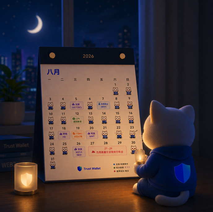 trustwalletzh's tweet photo. 周末结束啦 

你有像小猫咪一样，认真看美股日历吗？👀

晚安！🌙 https://t.co/1AJnrUDP8K