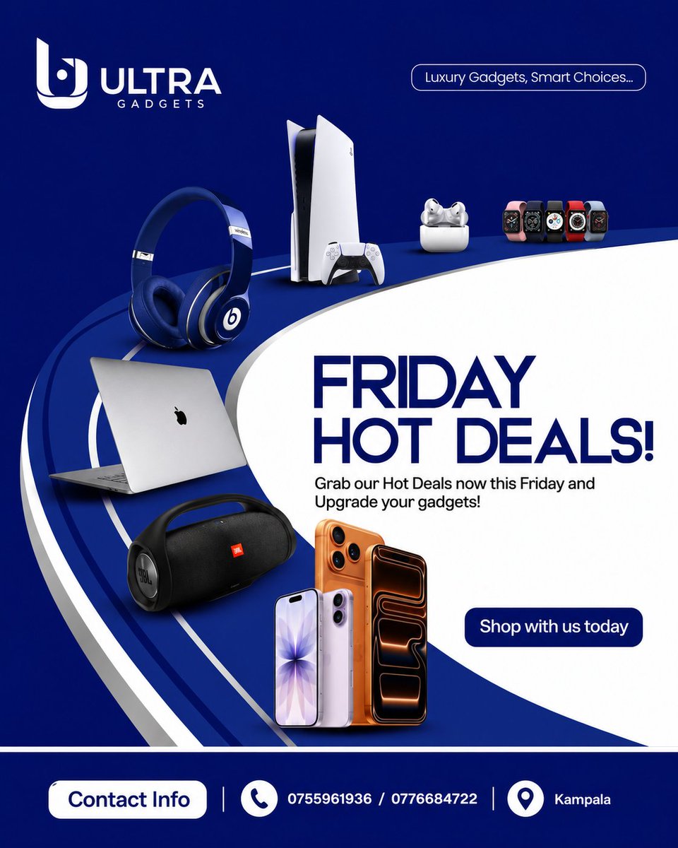 JumahLoybados's tweet photo. Friday hot deals @ultragadgetstor grab our hot deals now this Friday and upgrade your gadgets! 
📞0755961936
📍Mabirizi complex B-24 https://t.co/tIpo66phKb