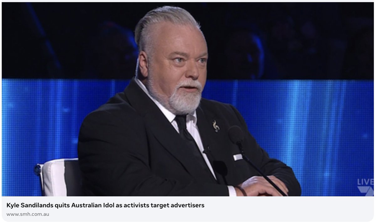 MFWitches's tweet photo. And the wins just keep on a-keep on a-coming, witches. 

This time, it’s HUUUUUUUGE.

Because we’re back to Kyle Sandilands and specifically, his gig on Channel 7’s yearly TV show “Australian Idol”.

As regular witches know, we ran a big campaign protesting Sandipants’ appearance on Idol starting in January this year, concurrently with the KiisFM radio campaign (before that abruptly finished in March). It was a lot of work for a lot of witches to run both campaigns, but now we’re oh-so-glad we did.

Because this was the last big conquest we wanted to make on this issue, and it’s just brilliant Kyle has now “resigned” or been sacked from that broadcast as well as from his radio show.

Witches could not be happier:
“Kyle Sandilands has quit Australian Idol, telling the Seven Network on Friday morning that he wanted to insulate the show from an oncoming campaign by activist group the Mad F---ing Witches, this masthead can reveal. ‘So I’ve told Channel Seven this morning, just prior to speaking to you, that I’m standing down from Idol for the good of the brand to continue’ he said. Sandilands was part of the show’s relaunch on Network Seven in 2023, and currently appears alongside fellow judges Marcia Hines and Amy Shark. The show’s 11th season aired its finale in April, and Sandilands said he will not be renewing his one-year contract in September.”
https://t.co/r8TmUnpelr

If someone’s unfit to appear in the mainstream media, they’re unfit. There are no ifs, buts, maybes or exceptions. That’s why we expanded our campaign to Idol this year as well as KiisFM, because we don’t want Kyle’s verbal violence and misogyny anywhere near free-to-air commercial media channels.

We knew Channel 7 were hurting from the campaign, and we knew they were really worried about having him back in 2027, when our entire laser focus would have been on Idol advertisers rather than shared with those on the radio. He says this himself and accidentally reveals why he’s gone: the sales team were mighty upset, and very very worried about their income from the show. 

As well they fucking should be.

Let’s celebrate this huge win as we go into the weekend, lovelies. And let’s thank all the hard-working witches who recorded the Idol advertisers and wrote to them to ask them if they wanted to fund Kyle’s filth. Many, many of them agreed with us that they didn’t want to, and to them we’re also grateful. 

One final thing for today. If you want these successes to continue and expand, witches, please consider funding what we do (if you don’t already). A small monthly contribution would hardly be missed by many from their bank account, but it does so much good and causes so much witchy dancing when our campaigns hit the mark. It’s so unfortunate that we can’t do more almost solely due to a lack of financial support. We really want to. 

And we really love the way this “resignation” gives a bit of an extra kicking to Stokes (who, remember, more-or-less paid rapist Bruce Lehrmann for his sob-fest on 7’s flagship TV show a few years ago), and also, obliquely, to Gina Reinhart, who now also part-owns Channel 7. So if you love annoying billionaires as much as we do, please get on board and support us. Read the last paragraph to find out how.

Let’s fucking go, witches.

We’re on a roll, and there’s no fucking stopping us now.

_______

We won’t stop till advertisers stop funding filth. Go to https://t.co/gefVqPNM7A to learn how to contact advertisers. Or go directly to FOE lists for ongoing campaigns here: https://t.co/Es49qK4TCo . Send all responses you get to witches@mfw.org.au.

Please also support our work to get rid of Vile Kyle: it’s a subscription to the future for the price of a coffee (or two) each month:
https://t.co/LES4fbWnAs

#ToYourBrooms