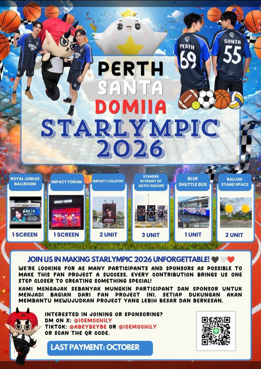 KittyBen88's tweet photo. 🏅It's coming and the game is on, Starlympic 2026!🏅
If you're interested in joining or becoming a sponsor, feel free to scan the QR code on the poster.
Kindly share by liking, reposting and comment🫶
#PerthSantaFanProject
#PerthSanta #เพิร์ธแซนต้า
#PerthTanapon
#Santapp https://t.co/y56JOmNnhN