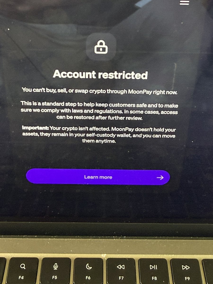 PublicCoinX's tweet photo. @moonpay Why my accout just? https://t.co/4Hsclf4eCa