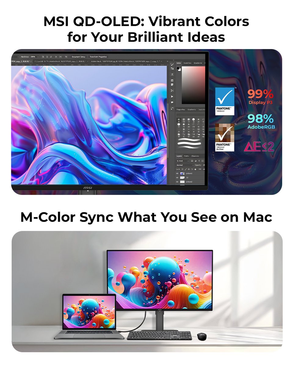 msitweets's tweet photo. The emoji keyboard is missing something... 👀

Meet the PRO MAX 271QPX14G.
Experience vibrant QD-OLED visuals with PANTONE® Validation and Delta E ≤ 2 color accuracy. ✨

https://t.co/ed9pExwzFv https://t.co/ZlIVvIgMV2