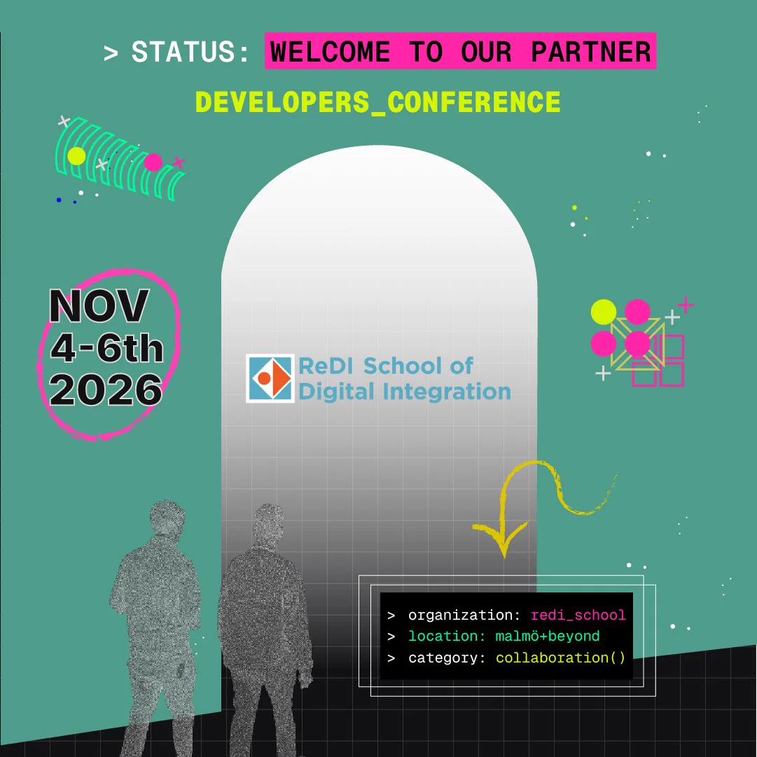 Announcement welcoming ReDI School of Digital Integration as a partner for the Øredev Developers Conference on Nov 4-6, 2026 in Malmö.