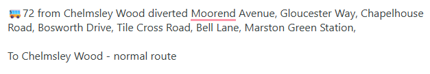 nxwestmidlands's tweet photo. Monday 20th July - Tuesday 4th August 2026, 
Station Road closed from Moorend Avenue to Holly Lane for Cadent works

🚌72 diverted as attached. Sorry for any inconvenience caused https://t.co/sFaY1CmAZQ