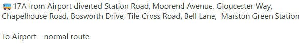 nxwestmidlands's tweet photo. Monday 20th July - Tuesday 4th August 2026, 
Station Road closed from Moorend Avenue to Holly Lane for Cadent works

🚌17A diverted as attached. Sorry for any inconvenience caused https://t.co/VgTioBfo3p