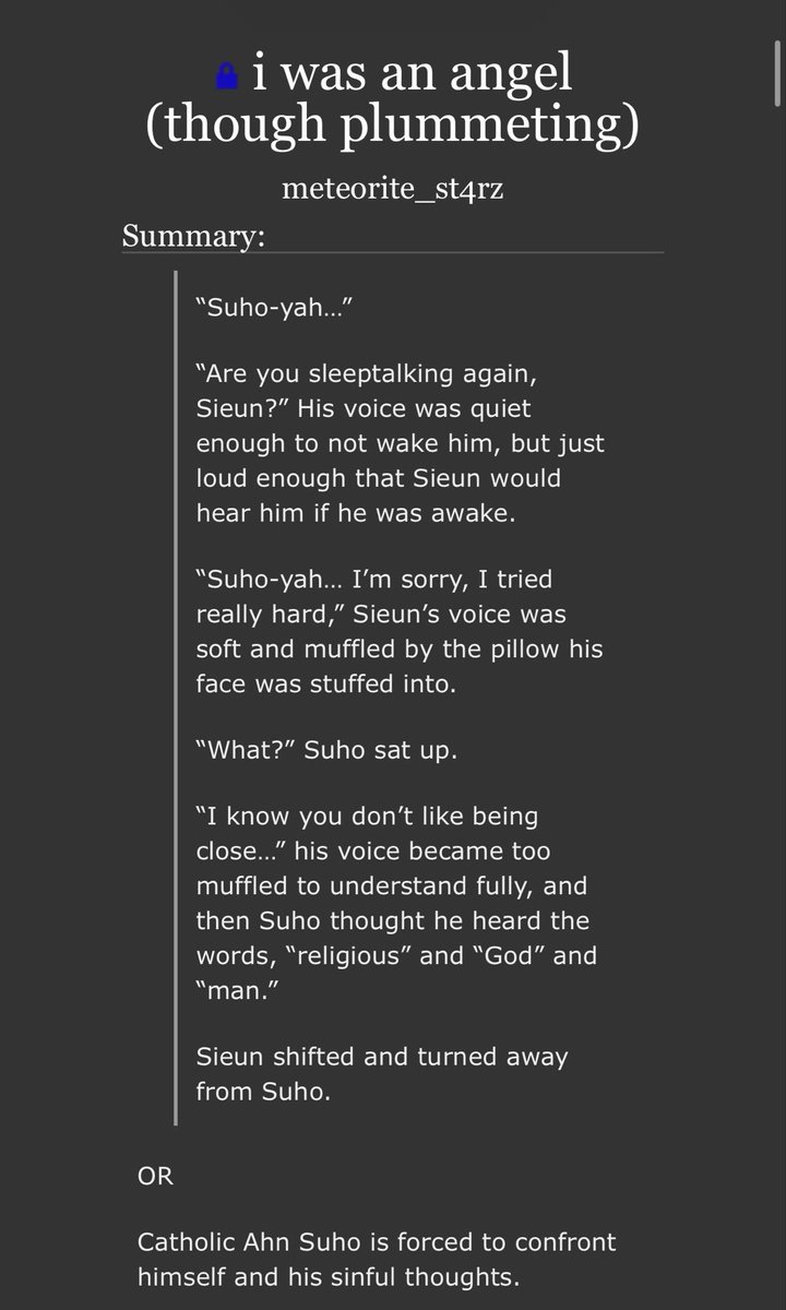 femsieuneater's tweet photo. i was an angel (though plummeting)

catholic ahn suho is forced to confront his feelings for yeon sieun

https://t.co/5GYGIYIROd https://t.co/NJljqKkB7l