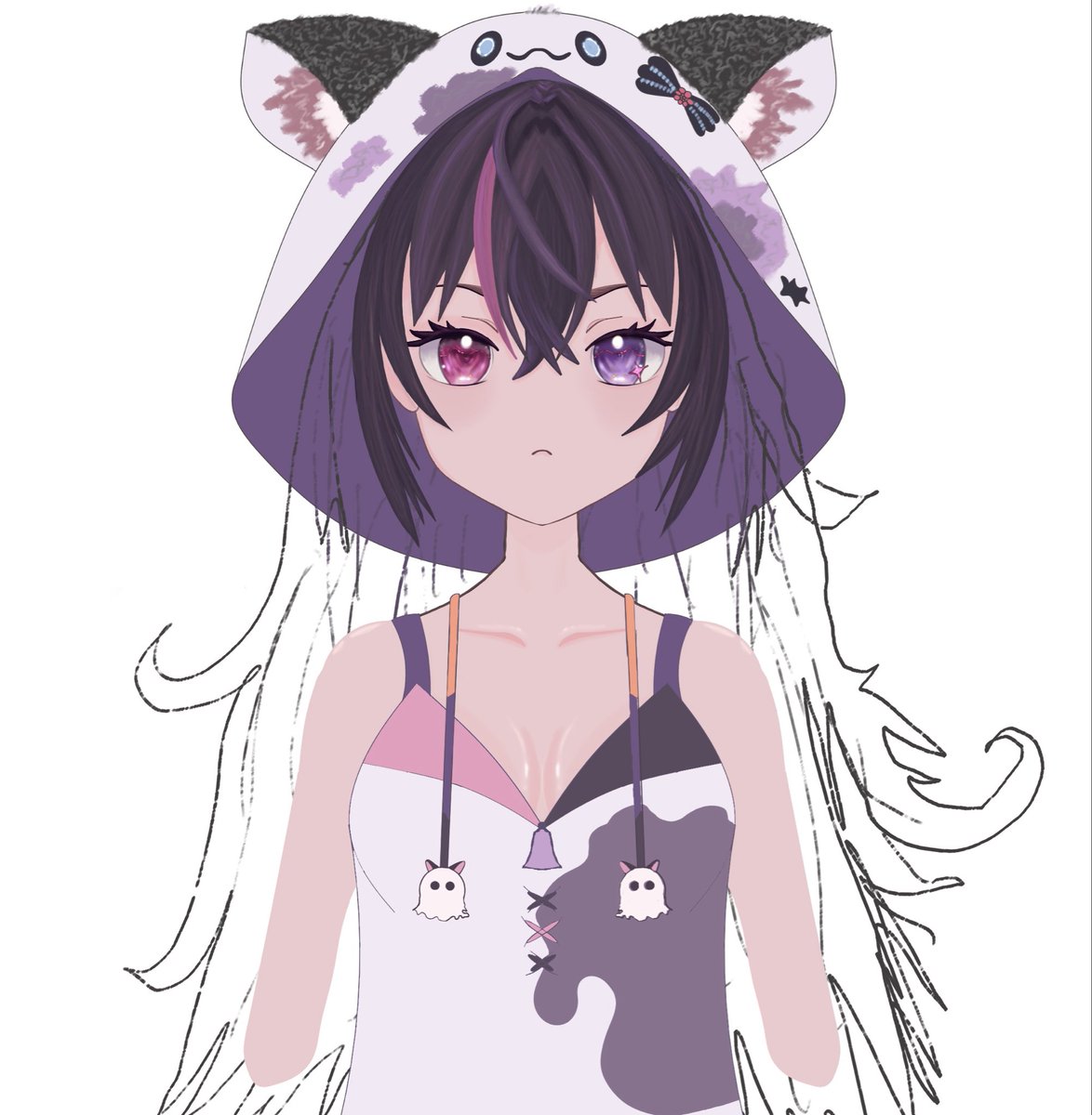 SirenDough's tweet photo. Need help from artists! #artmoots 

How do I start distributing my art as a beginner? (And do commissions)

Here’s a rough draft of a 2d VTuber I’m doing :3 
A cat-ghost pajama girl. Any feedback is welcome! 
#VTuber https://t.co/Wh7MijlwqU