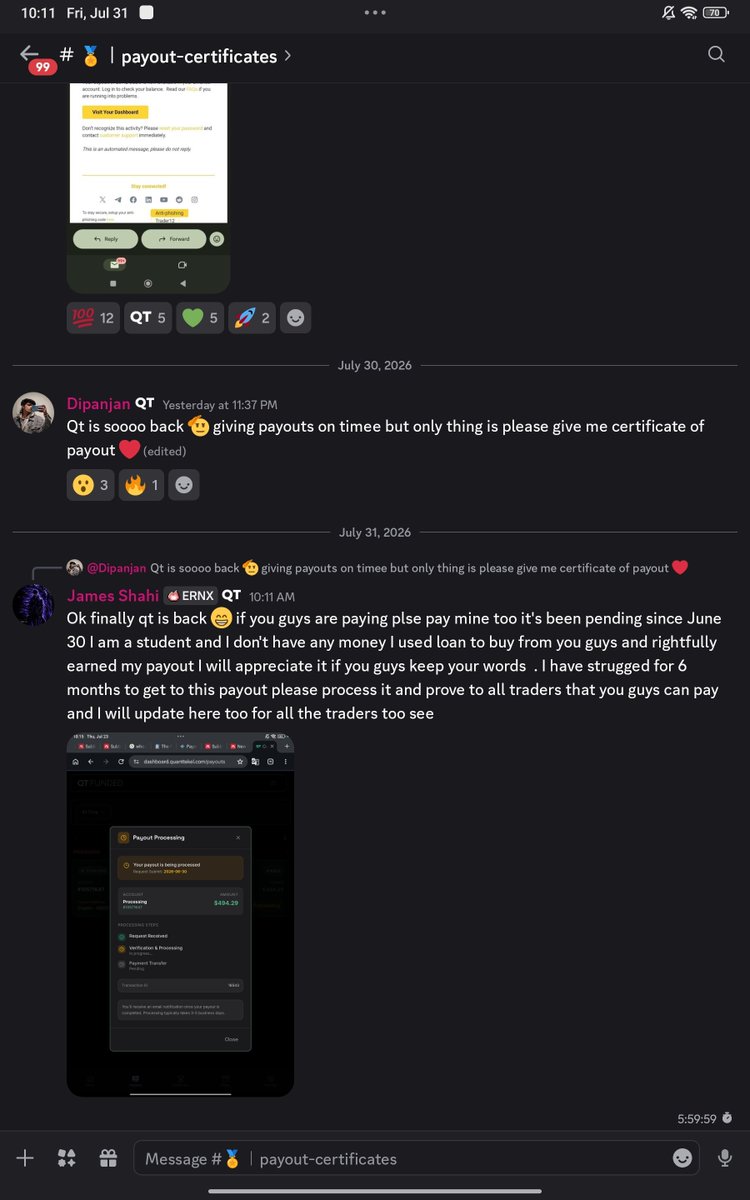 jenish762's tweet photo. While @QtFunded is trying to improve also made good promises they have blocked me from support,general chat and qt funded chat just because I was asking for what i rightfully earned $394 payout and they are also deleting my messages in discord too is this how #propfirm operates https://t.co/SnPGhraxMg