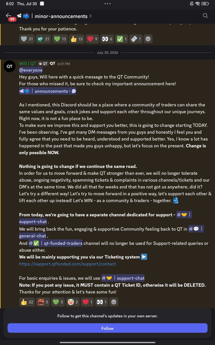jenish762's tweet photo. While @QtFunded is trying to improve also made good promises they have blocked me from support,general chat and qt funded chat just because I was asking for what i rightfully earned $394 payout and they are also deleting my messages in discord too is this how #propfirm operates https://t.co/SnPGhraxMg
