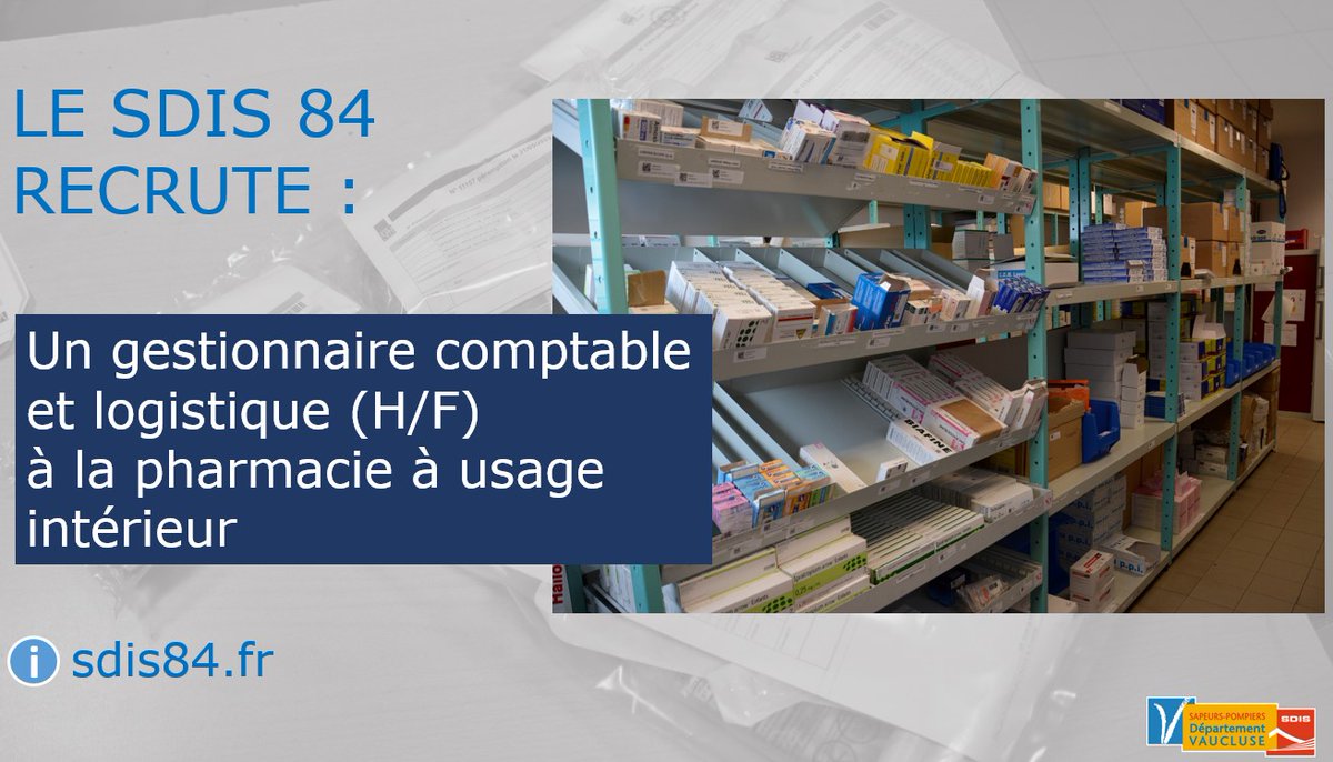 sdis84's tweet photo. #offredemploi :
poste de gestionnaire comptable et logistique au sein de la pharmacie à usage intérieur, cadres d'emplois des adjoints administratifs ou des adjoints techniques (Cat. C).
📍État-major (Avignon)
🗓️Date limite de candidature : 21/09/26
ℹ️https://t.co/coOn70GhGJ https://t.co/1P4h1GEkHy