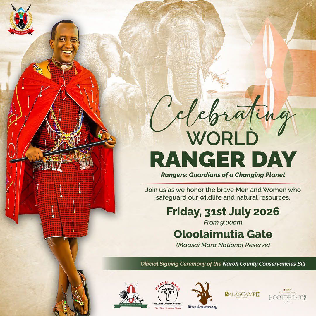 NAKAEB_Bloc's tweet photo. #WorldRangerDay MAAEB joins in celebrating the courage &amp; sacrifice of wildlife rangers who protect our natural heritage. We also commend the signing of the @NarokCountyGvt #ConservanciesBill; a landmark milestone that strengthens community-led conservation, safeguards the Mara. https://t.co/MeObVC5dqX