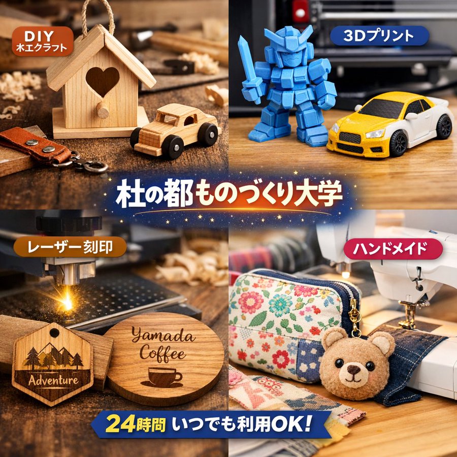 sendai_mmd's tweet photo. 杜の都ものづくり大学では ・・・ 

🪚DIYで木材加工 
🔥レーザー加工で刻印・カット 
🧶ミシンでハンドメイド  

「作ってみたい」を形にできる場所です。 
しかも 24時間365日利用OK。
仕事帰りのものづくりも大歓迎✨ https://t.co/oXldg7XAc2